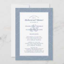 Invitación Cena moderna de ensayo de boda azul polvoriento bl