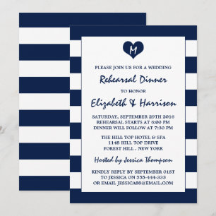 Invitación Cena moderna de la Marina de Moda y Boda blanco
