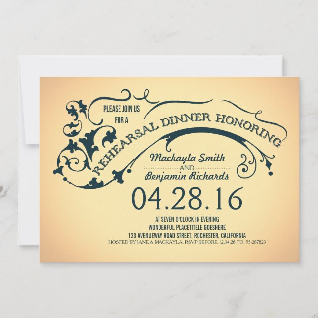 Invitación Cena moderna de tipografía y giratoria (Anverso)