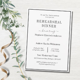 Invitación Cena moderna Minimalista de ensayo en blanco negro