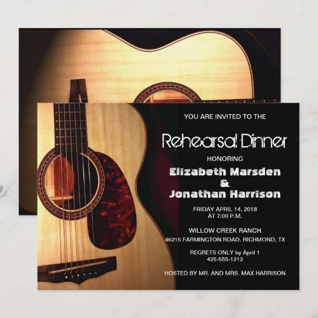 Invitación Cena musical del ensayo de la guitarra moderna (Anverso / Reverso)