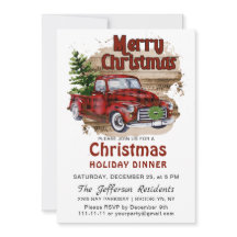 Cena navideña de camionetas rojas retro rusa