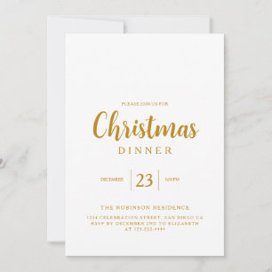 Invitación Cena navideña de Navidades con guiones de oro simp