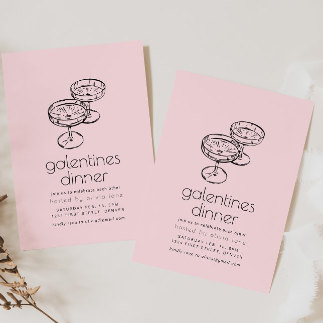 Invitación Cena nocturna de Chicas de Galentine Valentine (Subido por el creador)