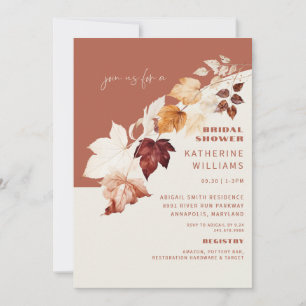 Invitación Cena nupcial botánica de otoño con canela y crema