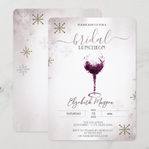 Invitación Cena Nupcial de Copas de Vino de Borgoña con Copos