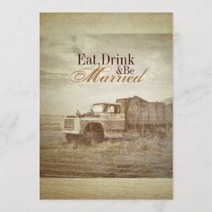 Invitación Cena occidental del ensayo de la boda del camión