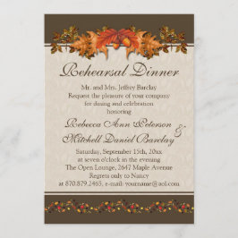 Invitación Cena otoñal roja y marrón del ensayo de las hojas