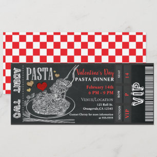 Invitación Cena pasta El día de San Valentín Fiesta cena