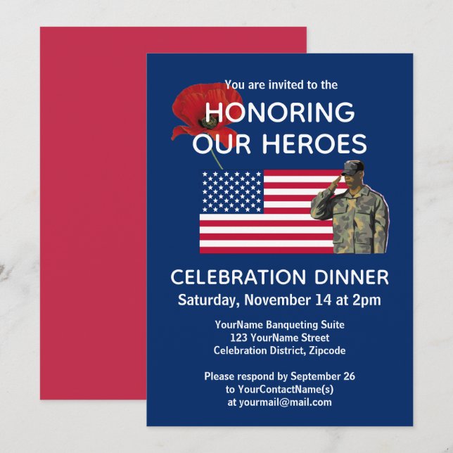 Invitación Cena Patriotic USA Veterans (Anverso / Reverso)