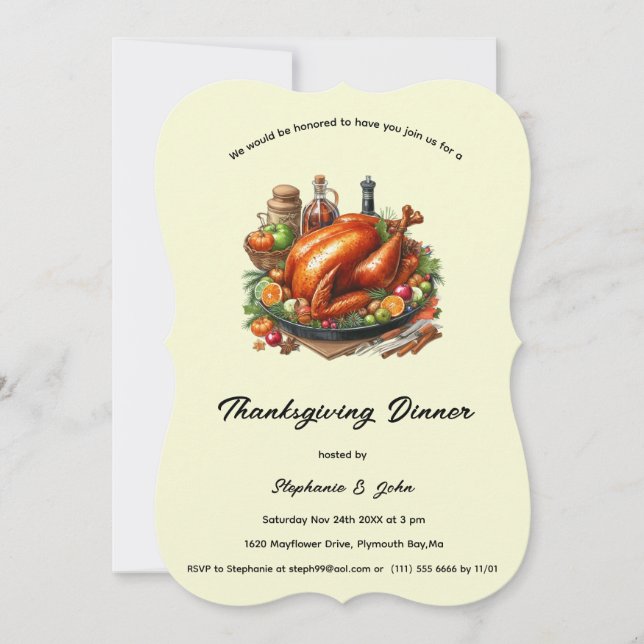 Invitación Cena personalizada de Acción de Gracias (Anverso)