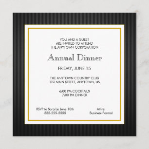 Invitación Cena profesional de negocios en negro y oro