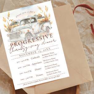 Invitación Cena Progresiva de Acción de Gracias Otoñal Rústic