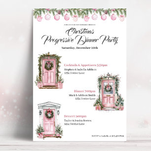 Invitación Cena Progresiva Navideña Encantadora Rosa