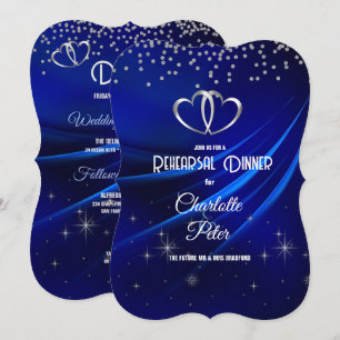 Invitación Cena Real de Diamantes Azules y Corazón