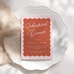 Invitación Cena retro ondulada y de ensayo Rubor