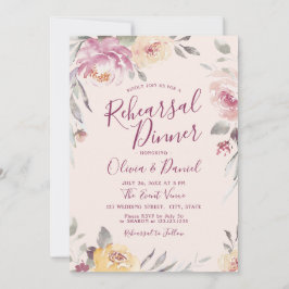 Invitación Cena romántica con acuarela de jardín floral