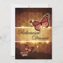 Invitación cena romántica de casamiento de mariposa caída