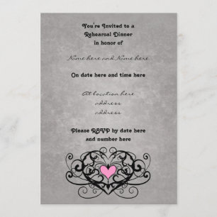 Invitación Cena romántica de remolinos y corazones