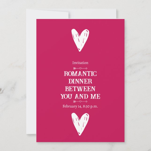 Invitación Cena romántica entre tú y yo El día de San Valentí (Anverso)