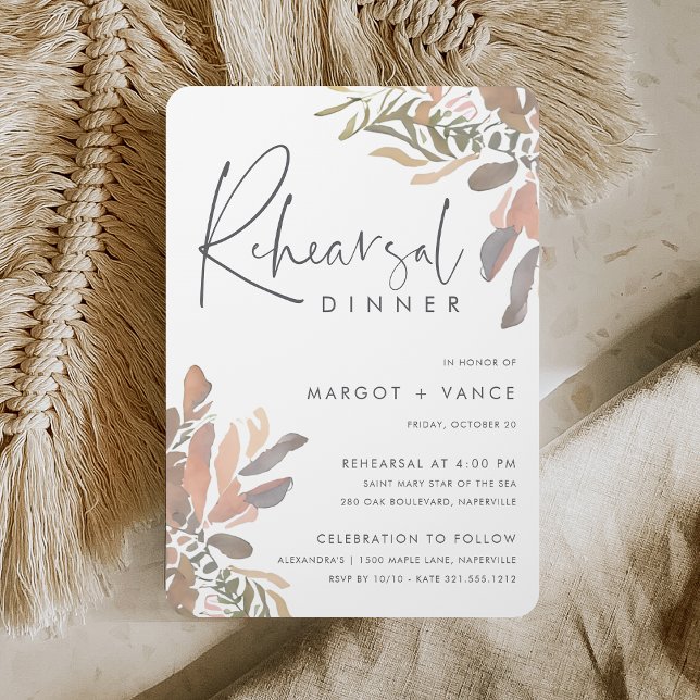 Invitación Cena Romántica Neutral Boho Ensayo Floral Cena (Subido por el creador)