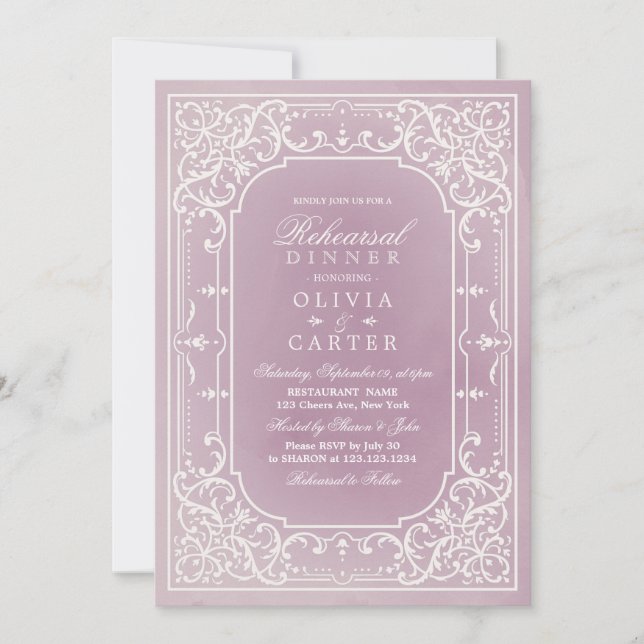 Invitación Cena romántica y romántica para el ensayo (Anverso)