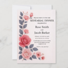 Invitación Cena Rosa de Boda floral de Rubor