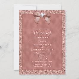 Invitación Cena Rosa de oro y elegante Purpurina