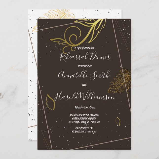 Invitación Cena ruidosa marrón y blanca (Anverso / Reverso)