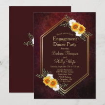 Cena Rustic Burgundy Gold Floral Engagement