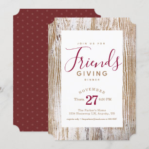 Invitación Cena Rustic Whitewashed Wood Friendding