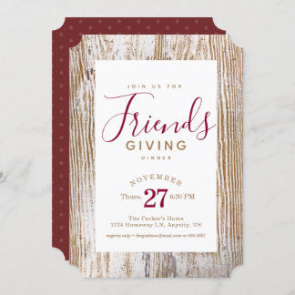 Invitación Cena Rustic Whitewashed Wood Friendding