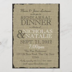 Invitación Cena Rústica Burlap