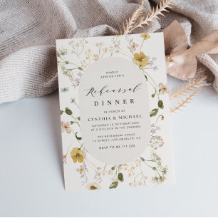 Invitación cena rústica con marco floral