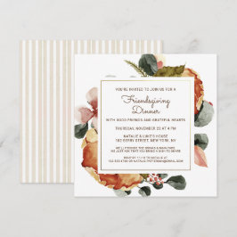 Invitación Cena Rústica de Acción de Gracias con Floral Acuar