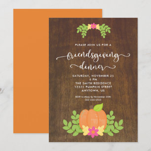 Invitación Cena Rústica de Acción de Gracias de Amigos Calaba