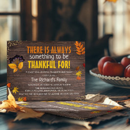 Invitación Cena rústica de Acción de Gracias de otoño