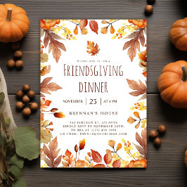 Invitación Cena Rustica de Acción de Gracias Fiesta Amistad