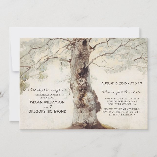 Invitación Cena Rústica de Árbol (Anverso)