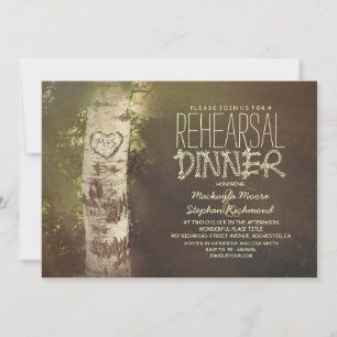 Invitación Cena rústica de árbol de abedul