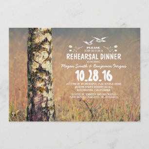 Invitación Cena rústica de árbol de aves y corazón de amor