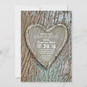 Invitación Cena rústica de árbol de campo tallado