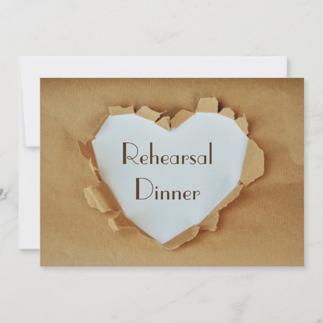 Invitación Cena Rústica de Boda del Corazón (Anverso)