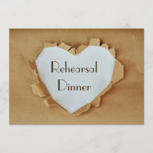 Invitación Cena Rústica de Boda del Corazón