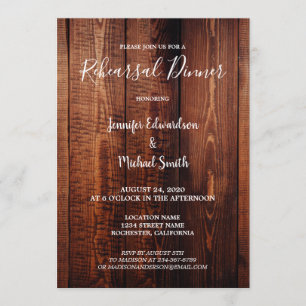 Invitación Cena rústica de bodas en el campo de la madera de