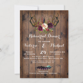 Invitación Cena rústica de Boho con ánimos florales