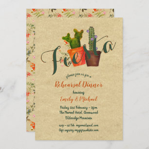 Invitación Cena Rústica de Cacti de Fiesta Mexicana