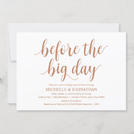 Invitación Cena rústica de ensayo Boda, tema de cobre