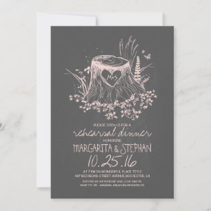 Invitación Cena rústica de ensayo de árboles de corazón de ma