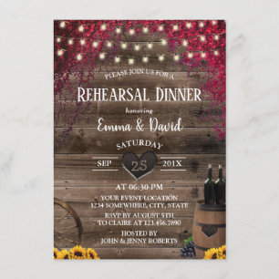 Invitación Cena Rústica de ensayo de barril de vino de giraso